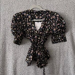 Floral Button Down Puff Sleeve Shirt
